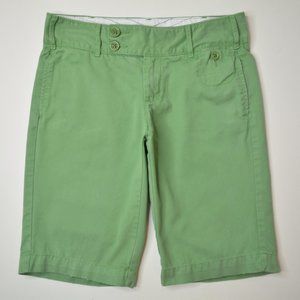 Old Navy Sz 4 Women LOW Rise Waist GREEN Twill CHINO Trouser LONG Bermuda SHORTS